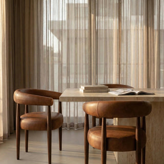 Elan Carver Dining Chair | Vintage Tan Faux Leather & Walnut – Laura Ashley UK