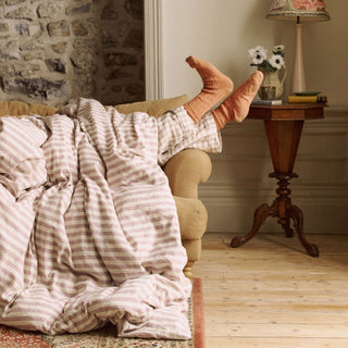 Elderberry Pembroke Stripe Linen Blend Duvet Cover by Laura Ashley