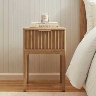 Elena Ash 1 Drawer Nightstand - Light Wood – Black & Feather