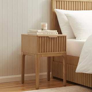 Elena Ash 1 Drawer Nightstand - Light Wood – Black & Feather