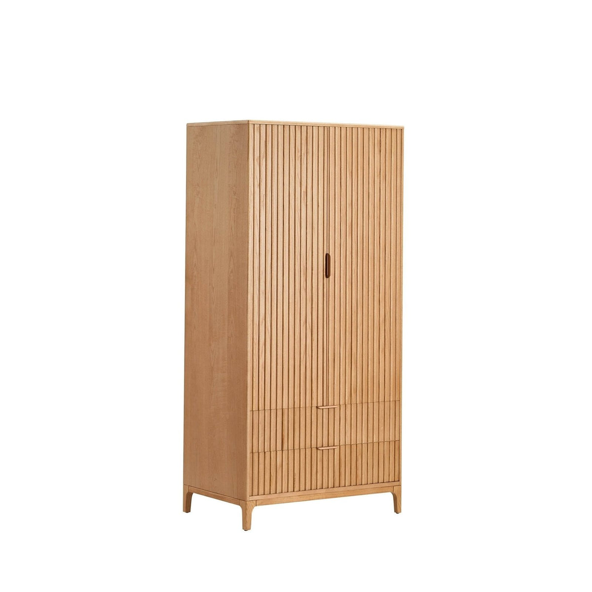 Elena Ash 2 Door Wardrobe with Drawers - Light Wood – Black & Feather