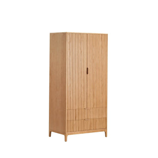 Elena Ash 2 Door Wardrobe with Drawers - Light Wood – Black & Feather