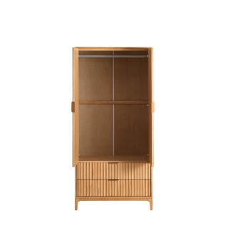 Elena Ash 2 Door Wardrobe with Drawers - Light Wood – Black & Feather