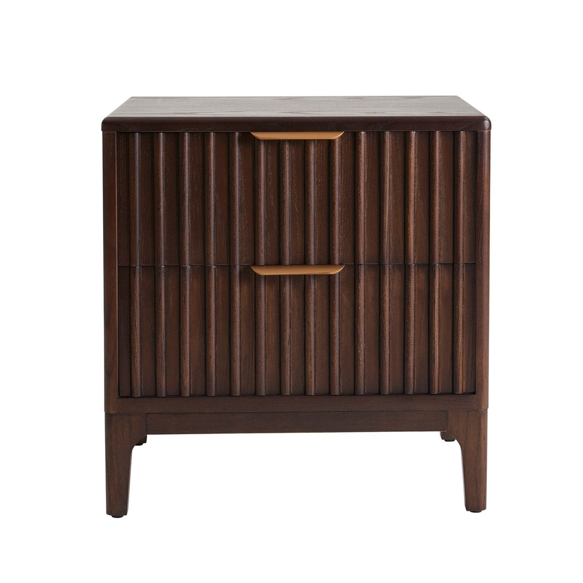 Elena Ash 2 Drawer Feather & Black Bedside Table - Walnut