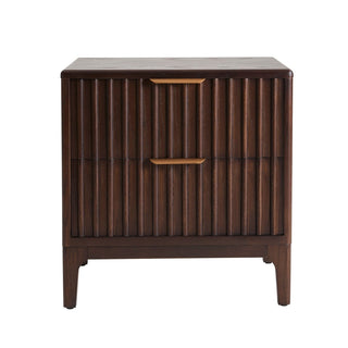 Elena Ash 2 Drawer Feather & Black Bedside Table - Walnut