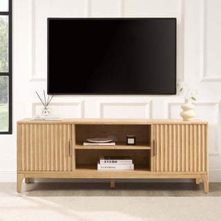 Elena TV Unit for TVs up to 60" - Light Wood - Wood Veneer – Feather & Black