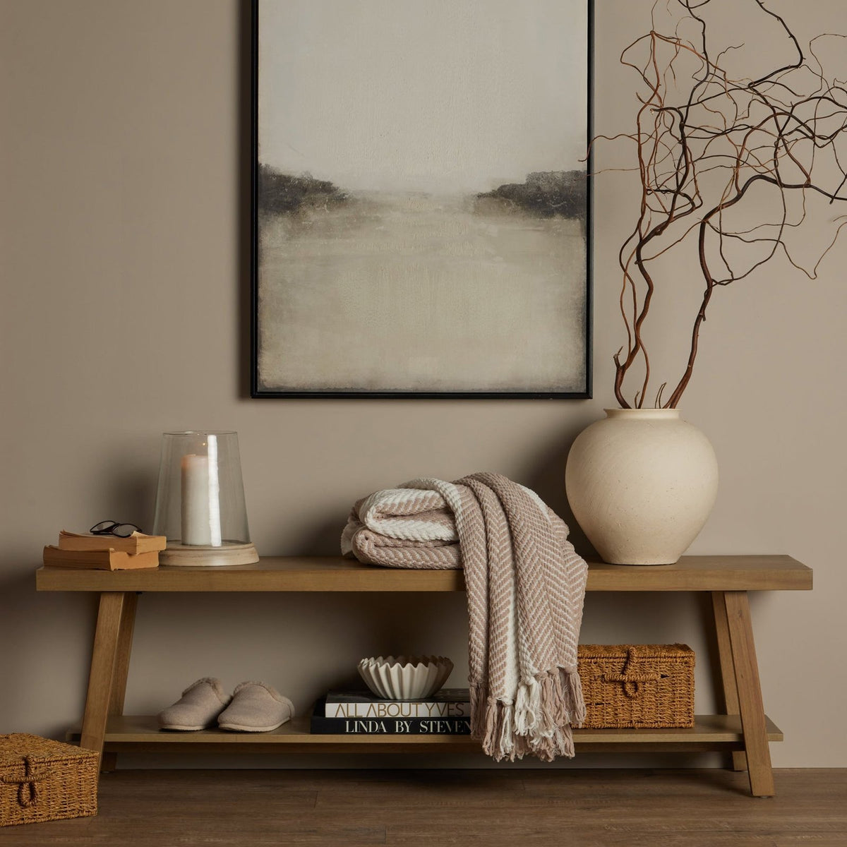 Eliza Wooden Shelf Bench - Light Wood – Black & Feather