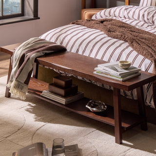 Eliza Wooden Shelf Feather & Black Bench - Walnut