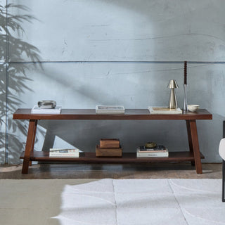 Eliza Wooden Shelf Feather & Black Bench - Walnut
