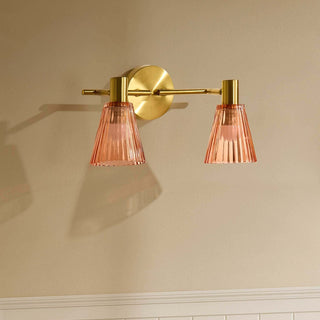 Ella Glass Conical Striped Feather & Black Wall Light - Amber
