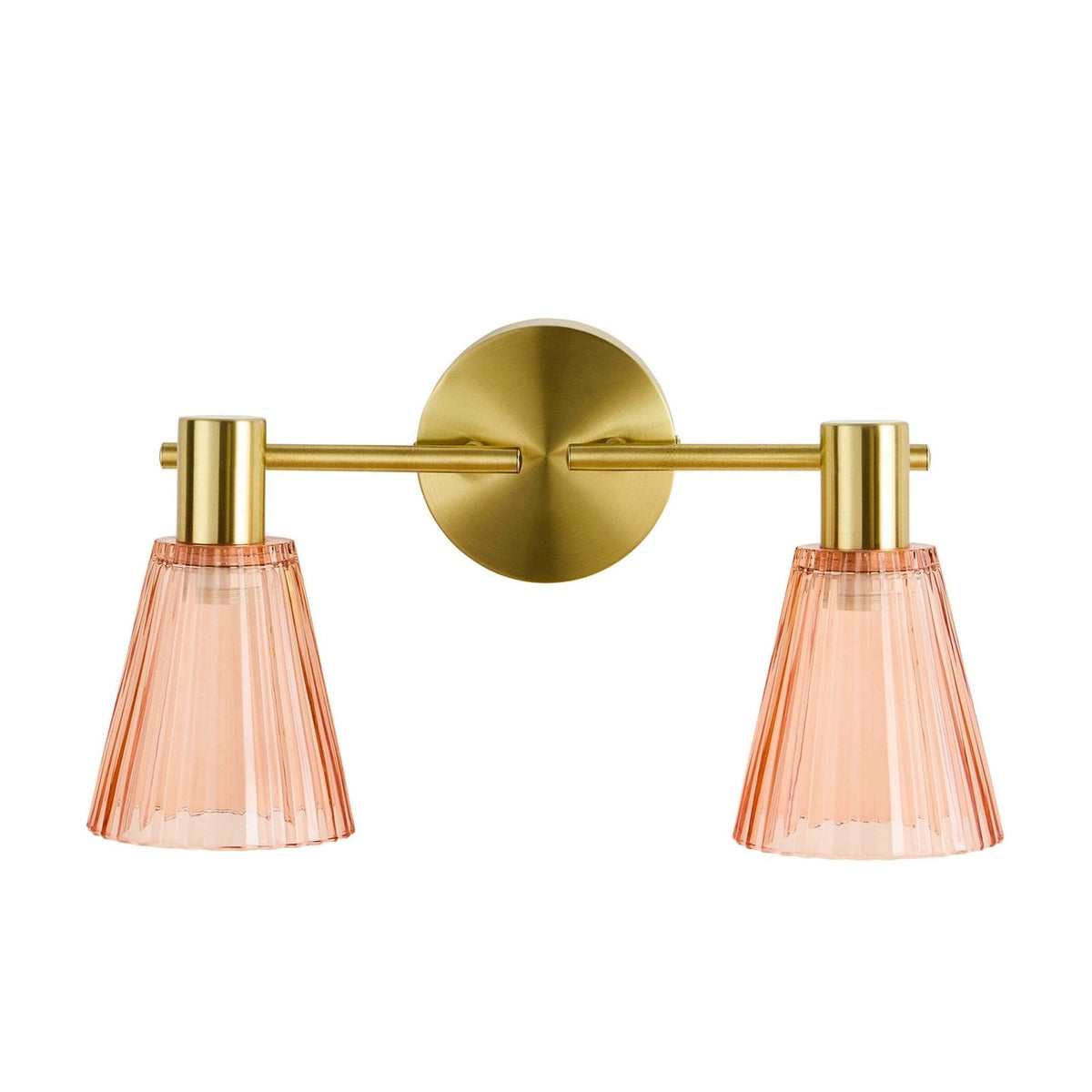 Ella Glass Conical Striped Feather & Black Wall Light - Amber