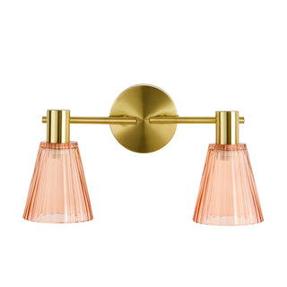 Ella Glass Conical Striped Feather & Black Wall Light - Amber