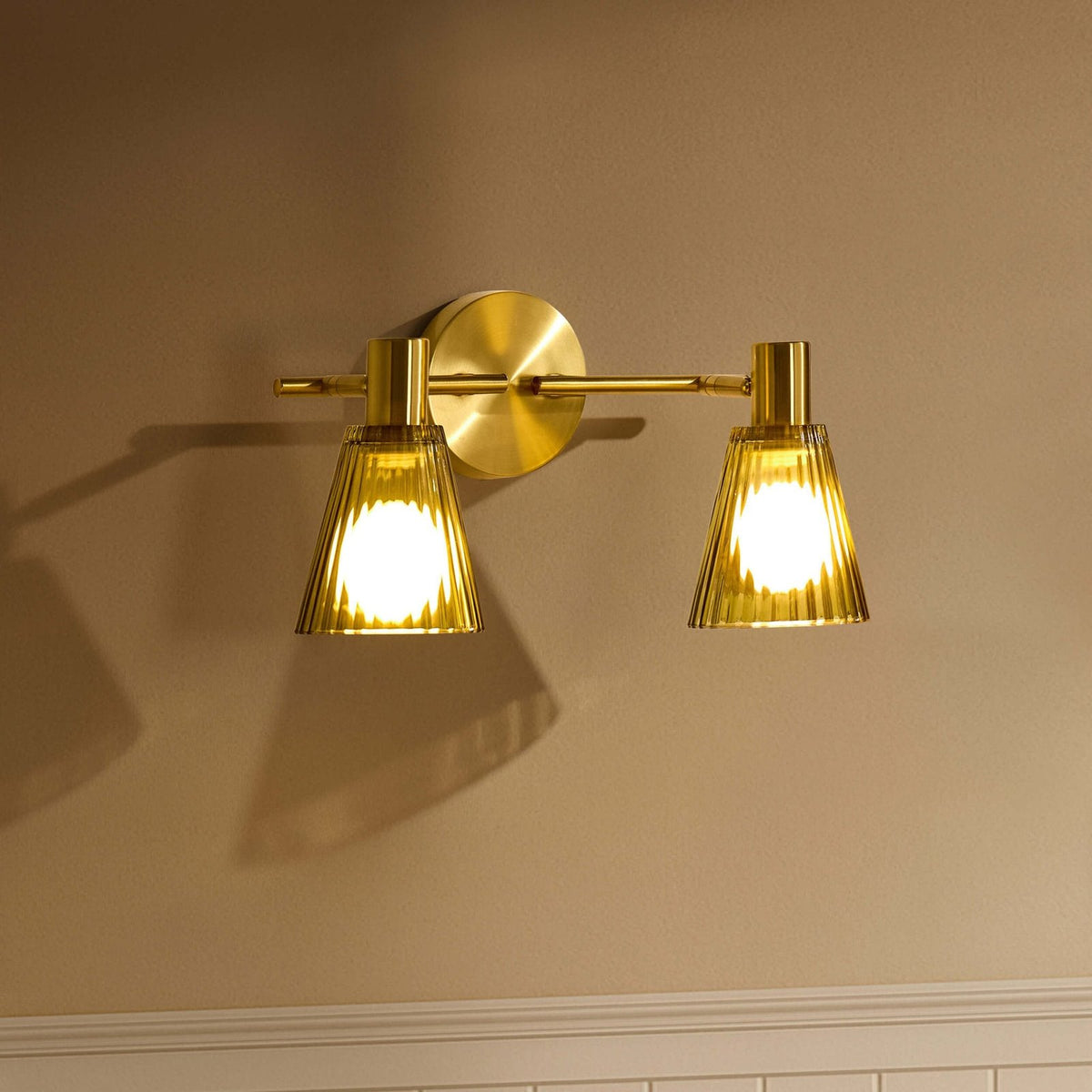 Ella Glass Conical Striped Wall Light - Green – Black & Feather