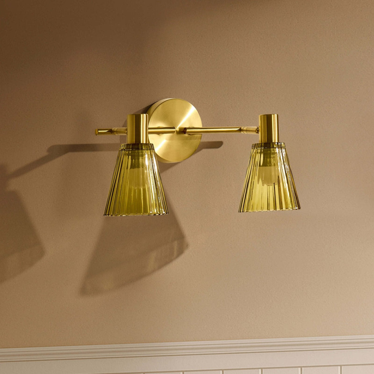 Ella Glass Conical Striped Wall Light - Green – Black & Feather