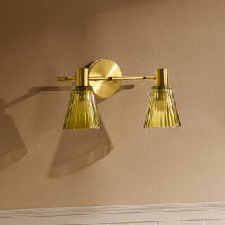 Ella Glass Conical Striped Wall Light - Green – Black & Feather
