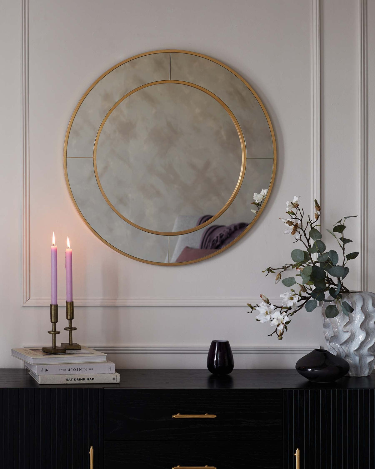 Elton Medium Round Laura Ashley Wall Mirror Gold