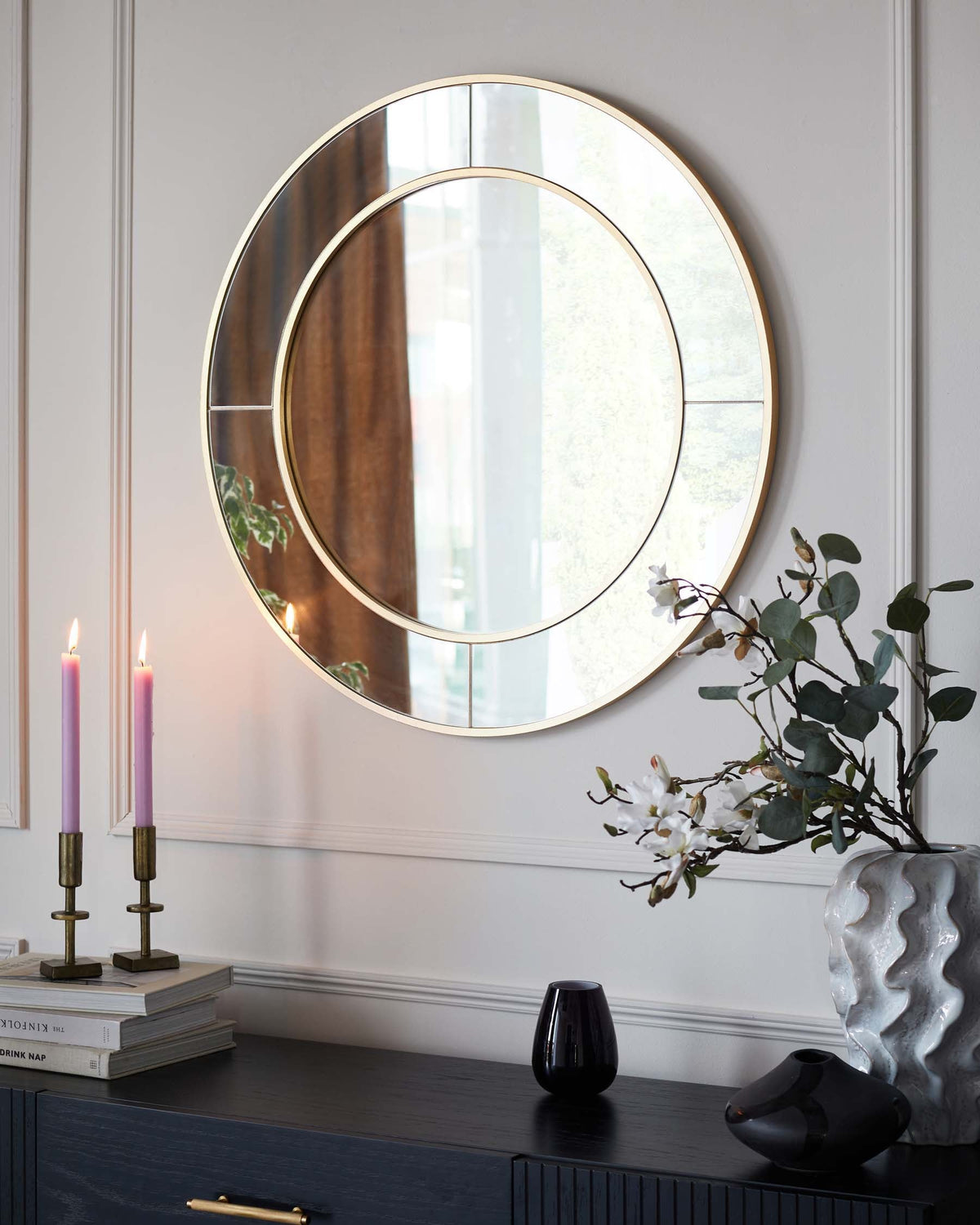 Elton Medium Round Laura Ashley Wall Mirror Gold