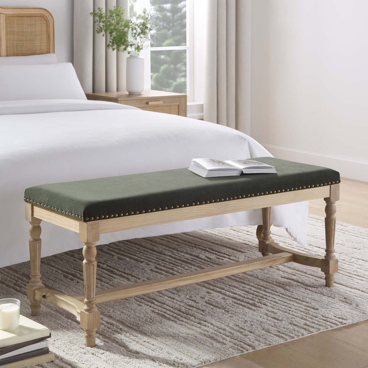 Emley Bench - Dark Olive – Black & Feather