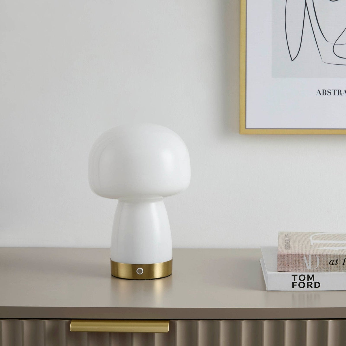 Enoki LED Rechargeable Wireless Lamp - White/Gold – Black & Feather