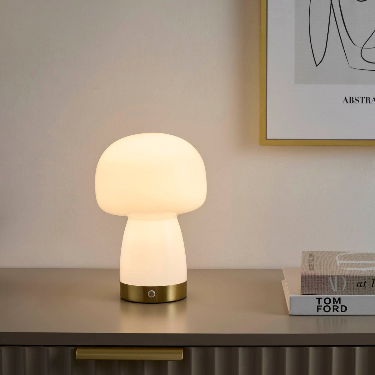 Enoki LED Rechargeable Wireless Lamp - White/Gold – Black & Feather