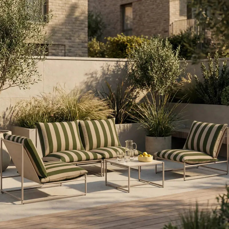 Enzo Garden Sofa Set | Moss Green Stripe & Taupe – Laura Ashley UK