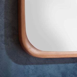 Ernie Retro Square Wood Mirror - Mid Wood – Black & Feather