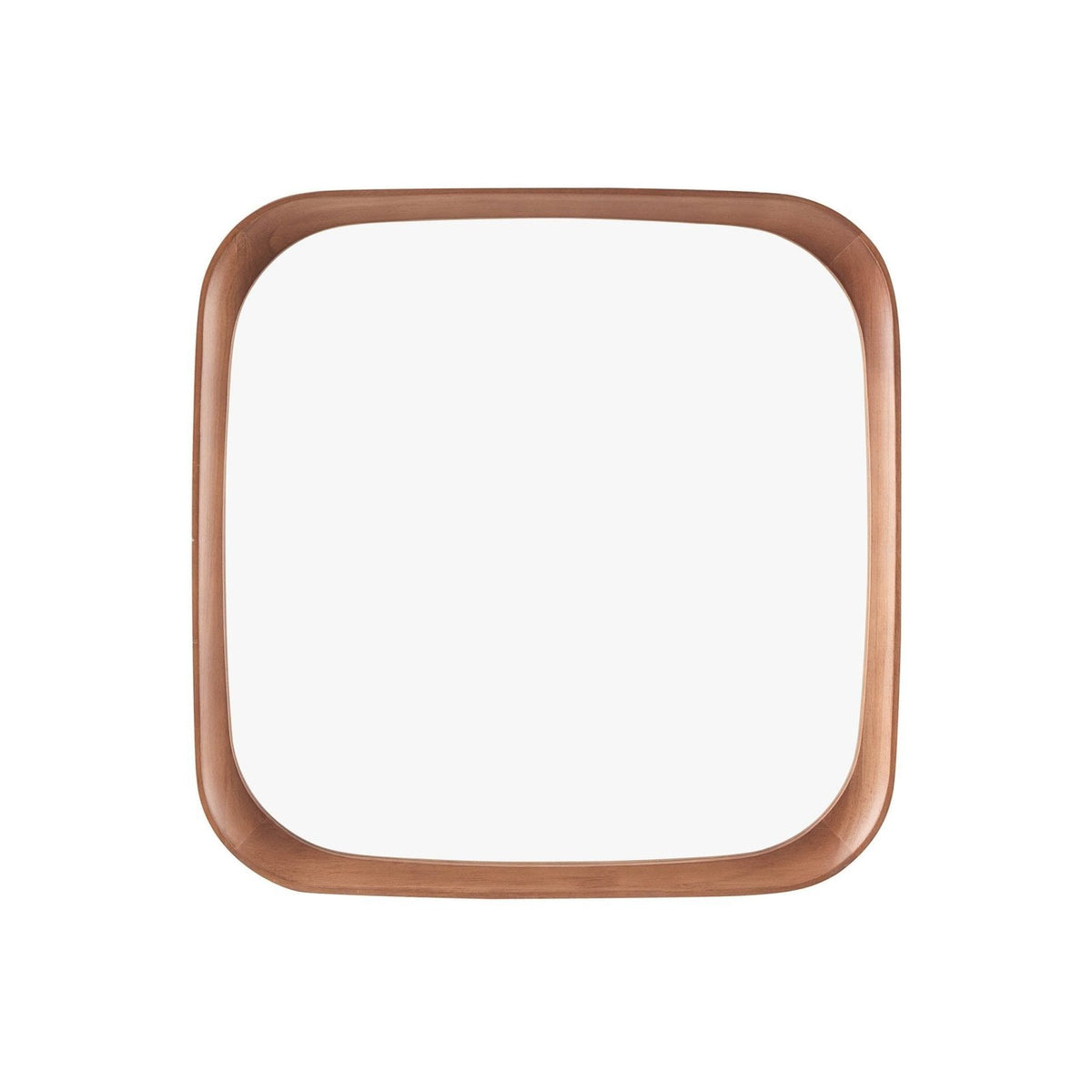 Ernie Retro Square Wood Mirror - Mid Wood – Black & Feather