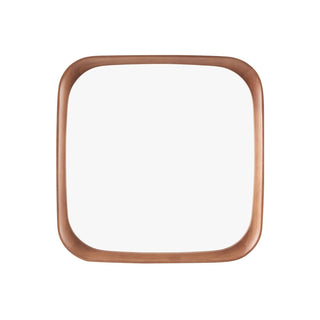 Ernie Retro Square Wood Mirror - Mid Wood – Black & Feather