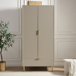Evie 2 Door Wardrobe with Drawers - Taupe – Black & Feather