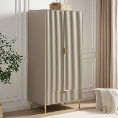 Evie 2 Door Wardrobe with Drawers - Taupe – Black & Feather