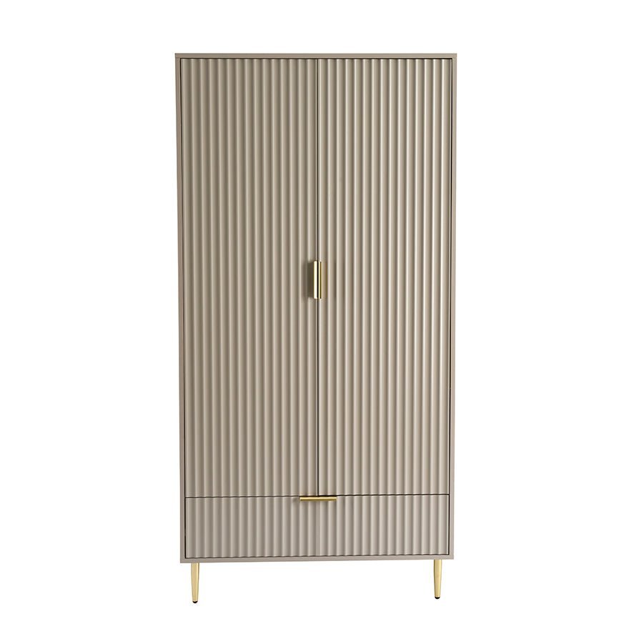 Evie 2 Door Wardrobe with Drawers - Taupe – Black & Feather