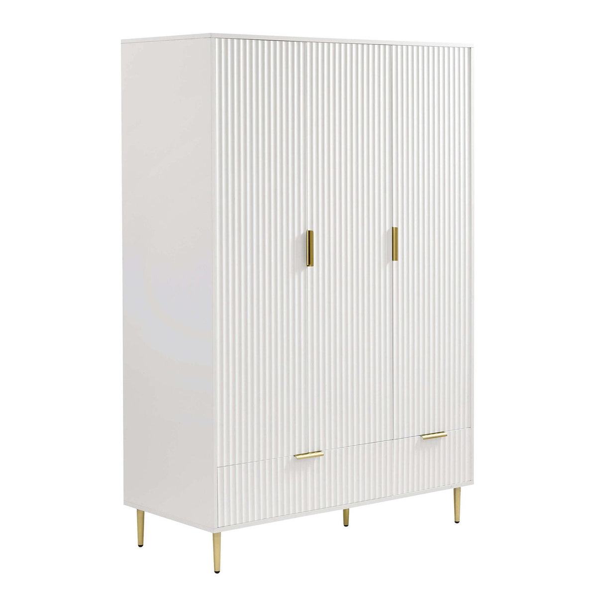Evie 3 Door Wardrobe Feather & Black with Drawers - Warm White