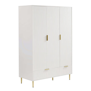 Evie 3 Door Wardrobe Feather & Black with Drawers - Warm White