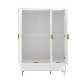Evie 3 Door Wardrobe Feather & Black with Drawers - Warm White