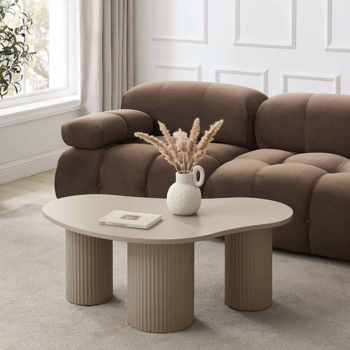Evie Irregular Coffee Table - Taupe – Black & Feather