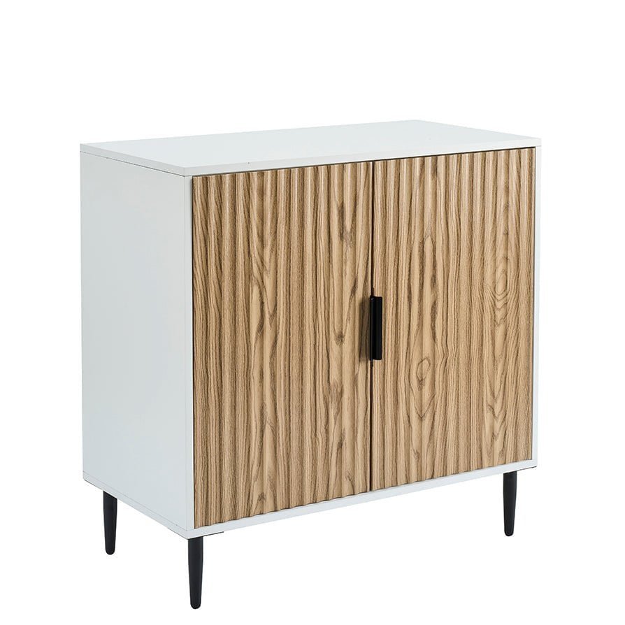 Evie Small Sideboard Black & Feather - White/Wood Effect
