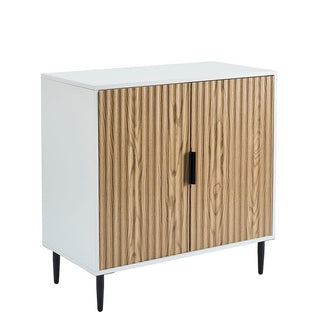 Evie Small Sideboard Black & Feather - White/Wood Effect