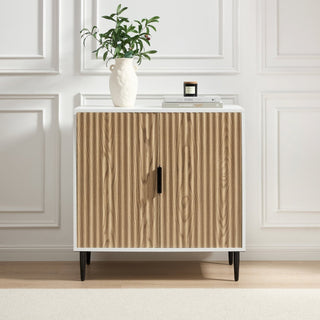 Evie Small Sideboard Black & Feather - White/Wood Effect