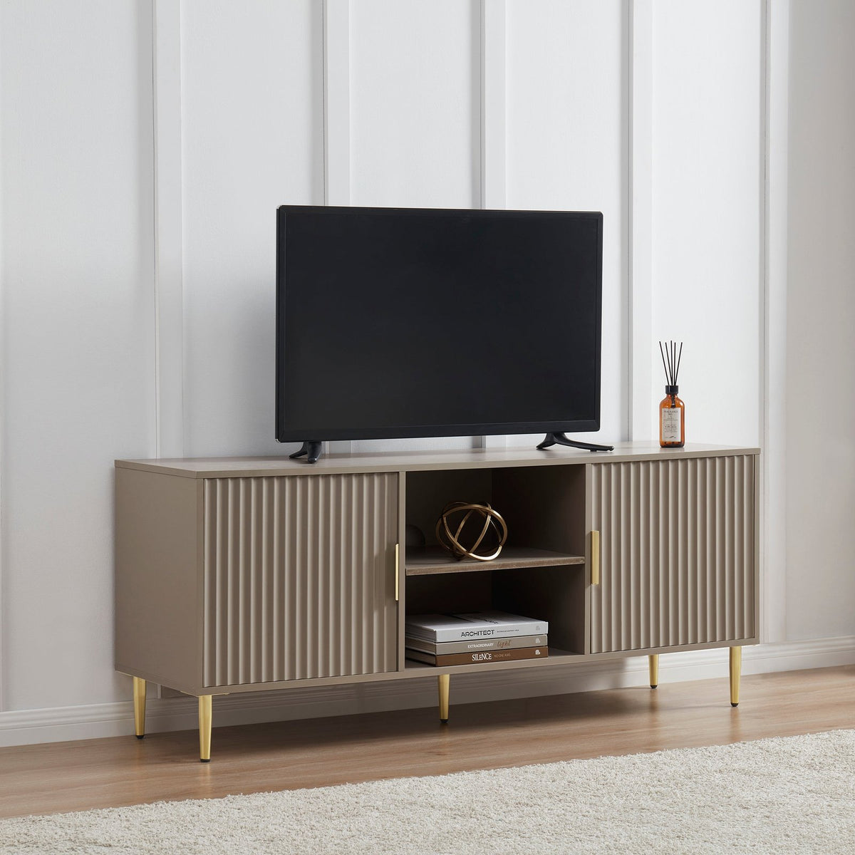 Evie TV Stand for TVs Black & Feather up to 65" - Taupe