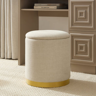 Feather & Black Adelaide Gold Base Storage Stool - Beige