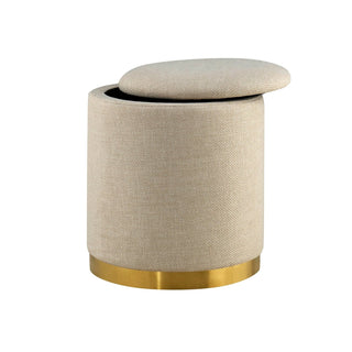 Feather & Black Adelaide Gold Base Storage Stool - Beige