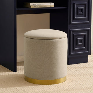 Feather & Black Adelaide Gold Base Storage Stool - Oatmeal