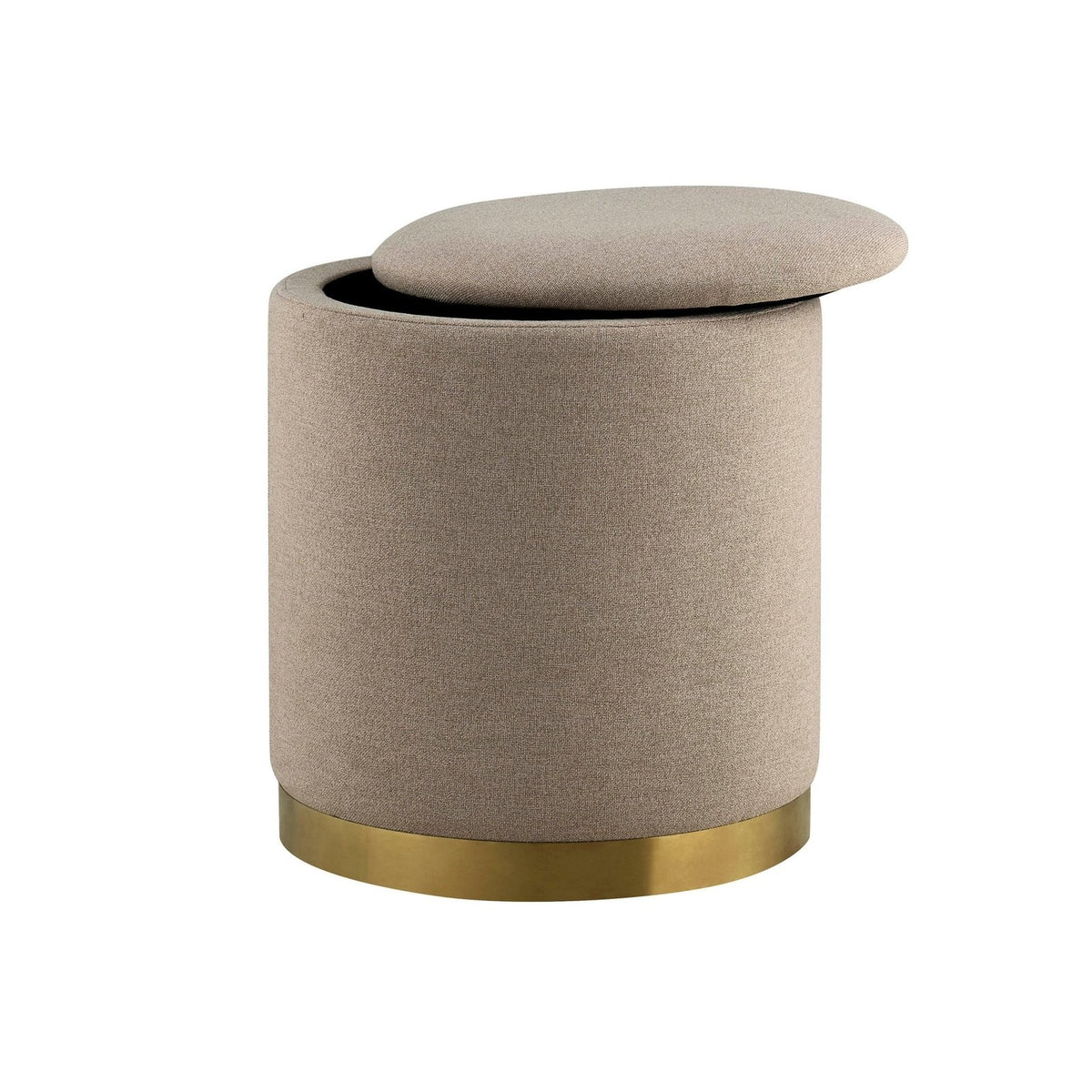 Feather & Black Adelaide Gold Base Storage Stool - Oatmeal