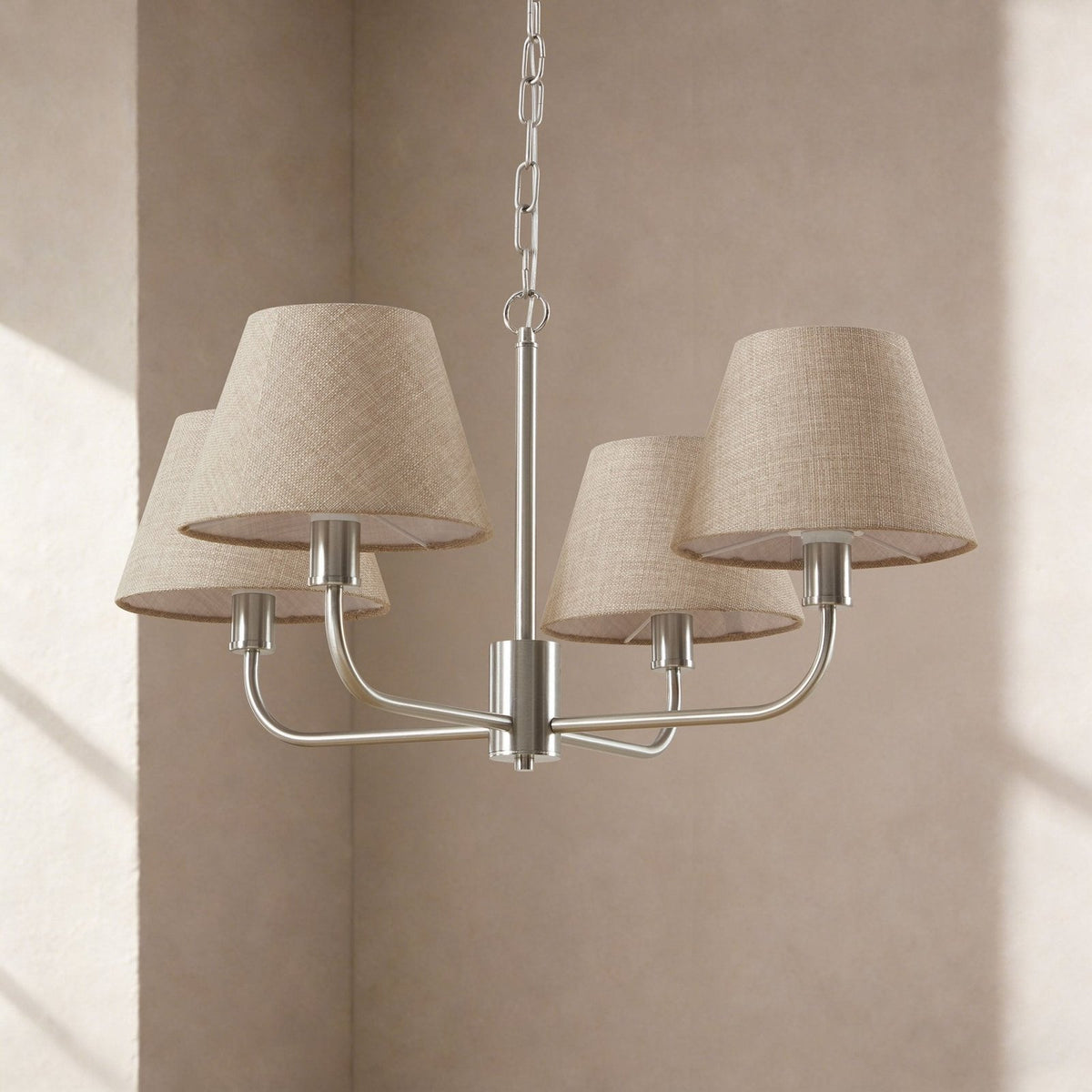 Feather & Black April 4 Light Pendant Chandelier - Grey/ Silver
