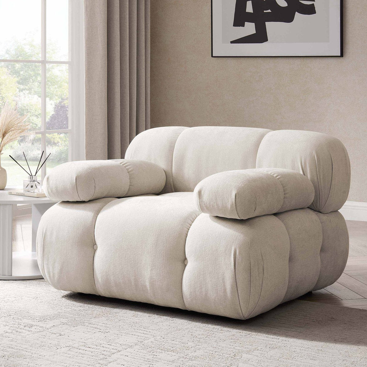 Feather & Black Bondi Armchair - Ivory