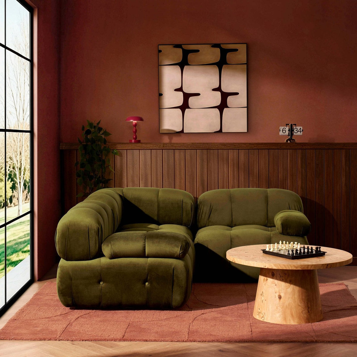 Feather & Black Bondi Small Corner Sofa - Rich Green
