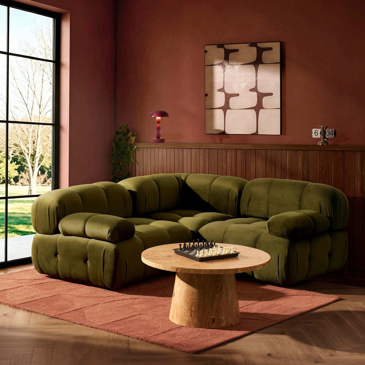 Feather & Black Bondi Small Corner Sofa - Rich Green