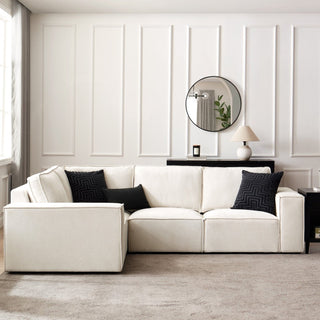 Feather & Black Brooklyn Small Left Hand L-Shape Sofa - Ivory