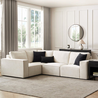 Feather & Black Brooklyn Small Left Hand L-Shape Sofa - Ivory
