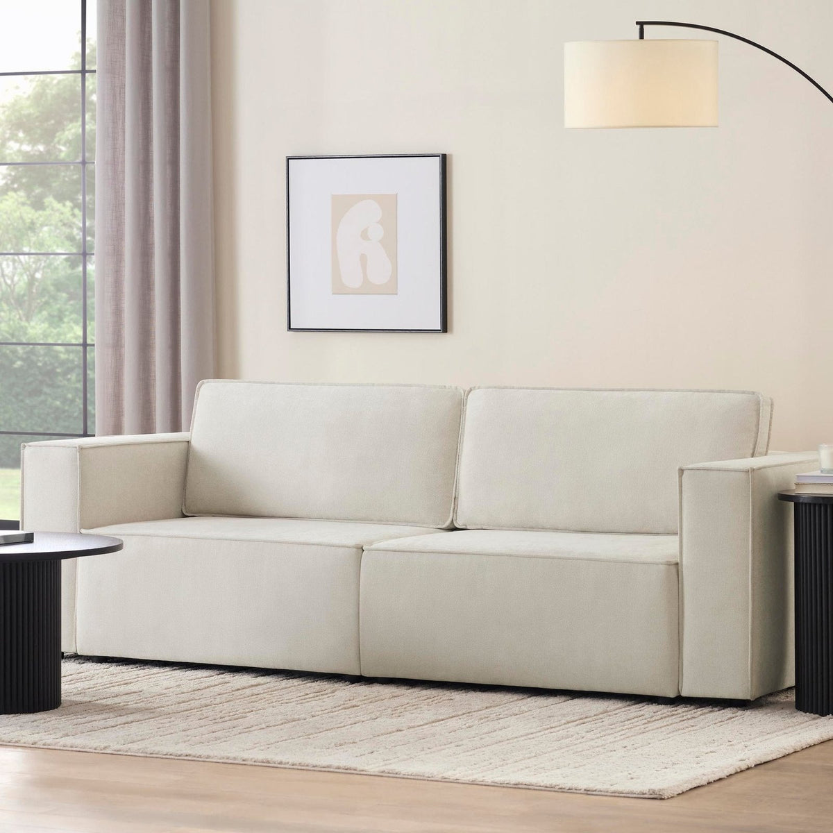 Feather & Black Brooklyn Sofa Bed - Ivory